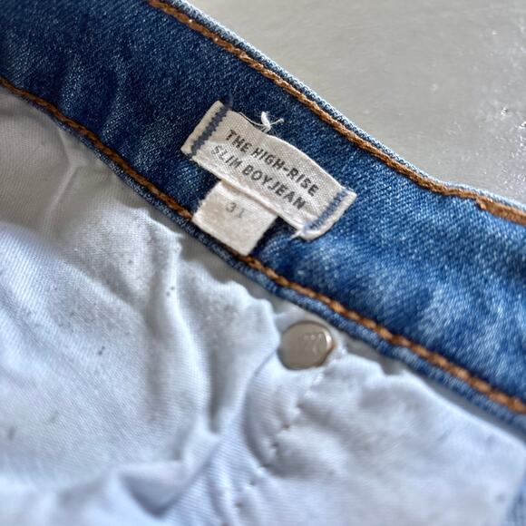 Madewell The High Rise Slim Boy Jean Medium Wash Distressed Size 31 - Picture 12 of 13